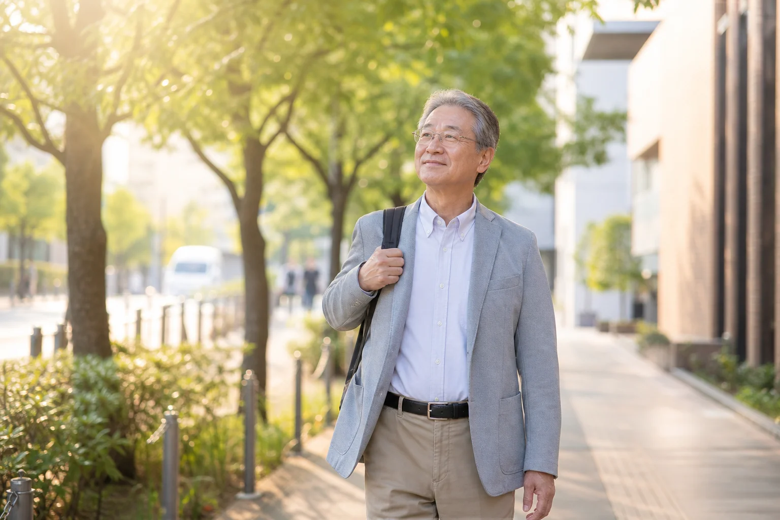 60代前半と後半の働き方のイメージを対比する図。前半は再出発、後半は健康重視