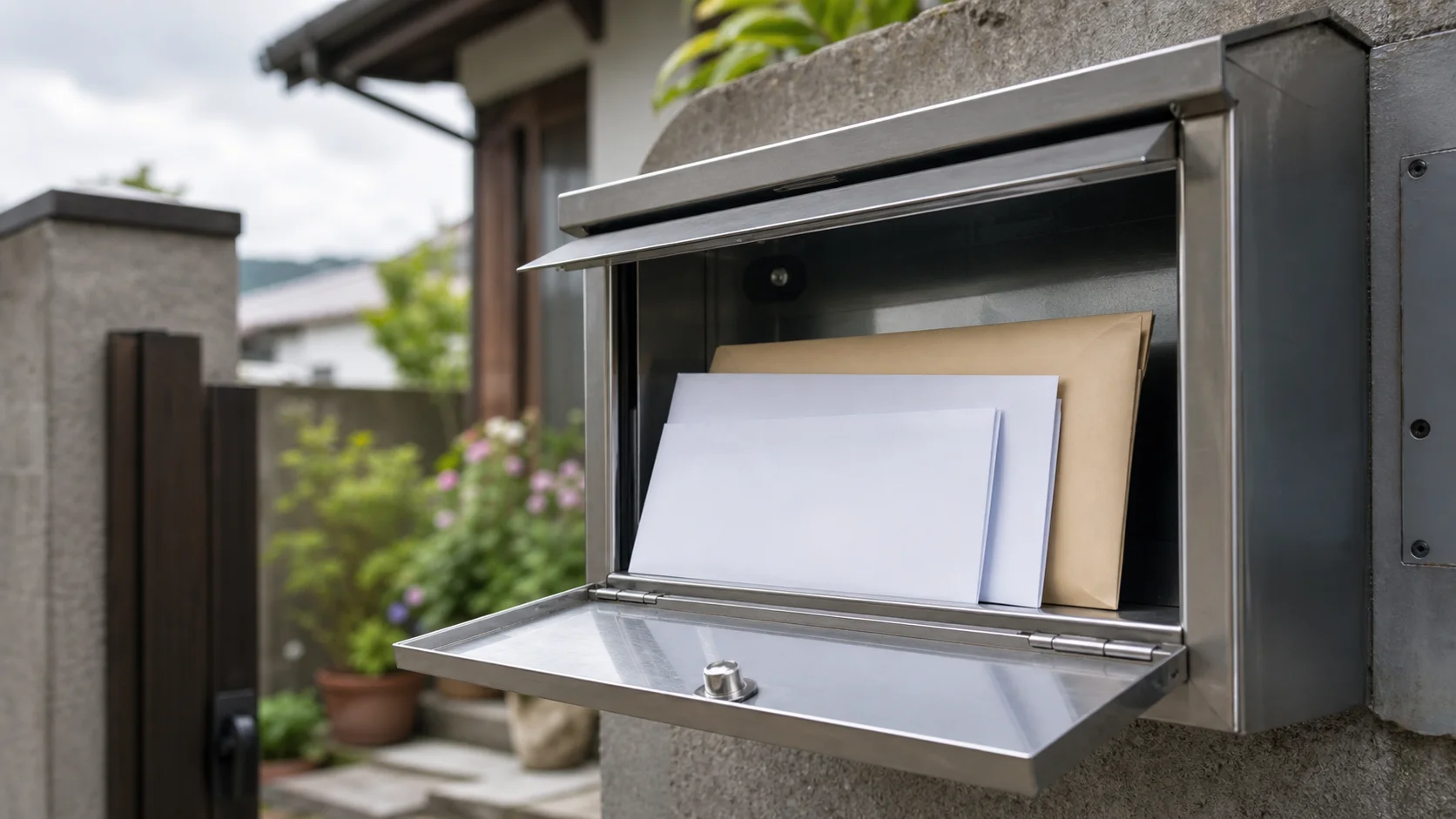 自宅のポストに届いた年金や行政からの封筒のイメージ